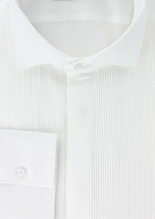 Chemise blanche col cassé plastron plissé