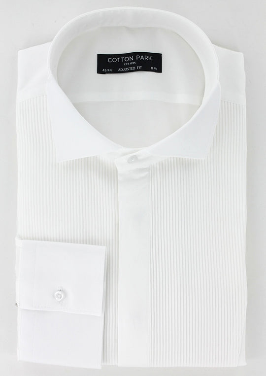 Chemise blanche col cassé plastron plissé