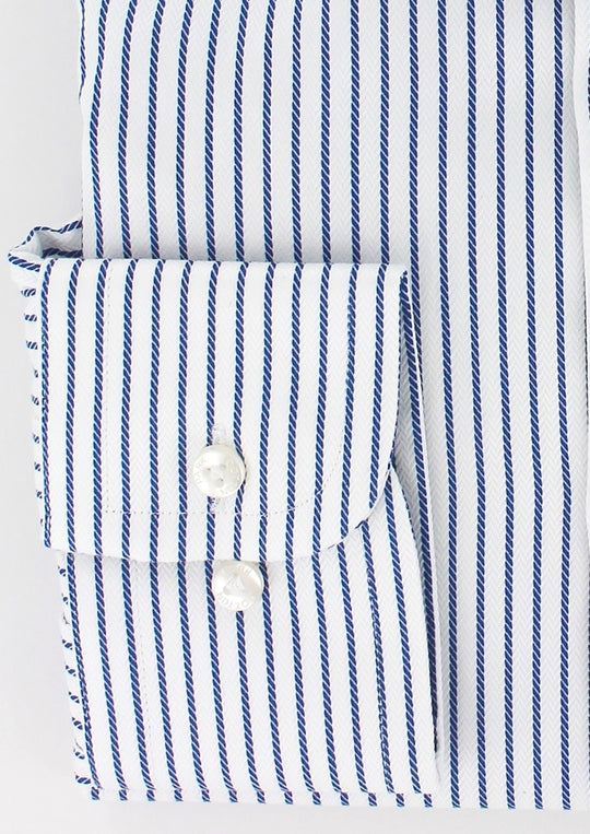 Chemise à rayures bleues en chevron double retors