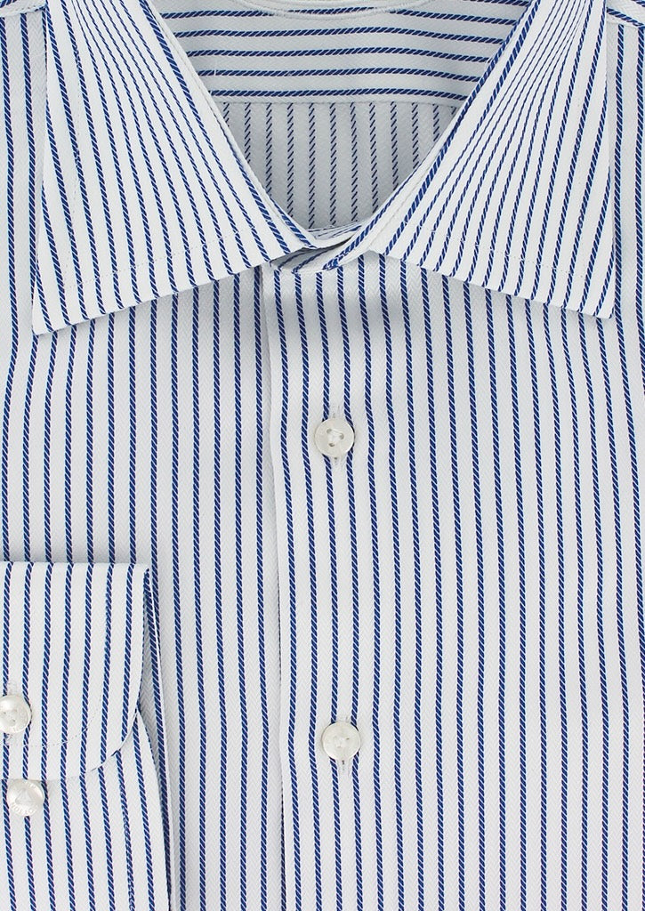 Chemise à rayures bleues en chevron double retors