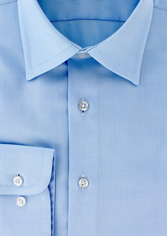 Chemise classique chevron bleu ciel non iron col français