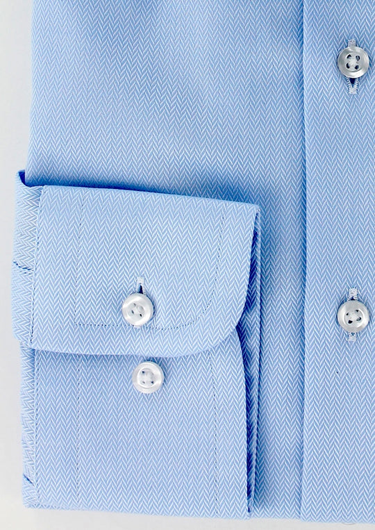 Chemise classique chevron bleu ciel non iron col français