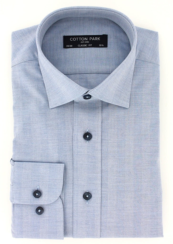 Chemise classique chevron bleu ciel