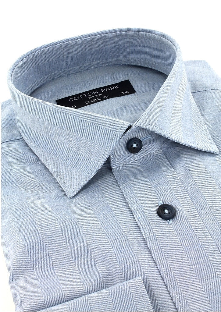 Chemise classique chevron bleu ciel