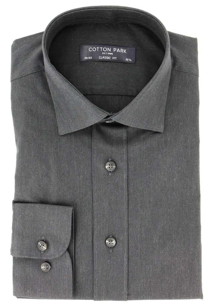 Chemise classique en twill gris foncé