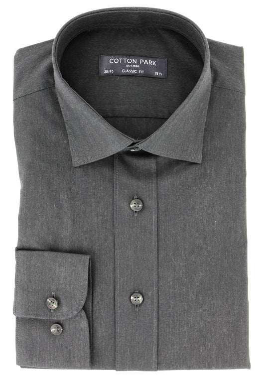 Chemise classique en twill gris foncé