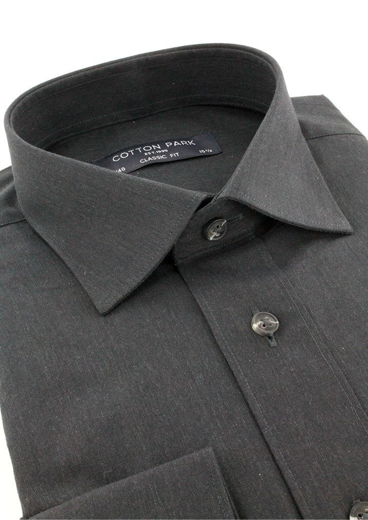 Chemise classique en twill gris foncé