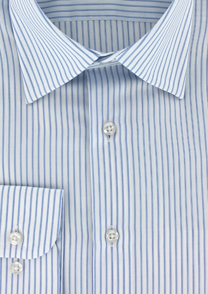 Chemise classique rayures bleu ciel motif chevron