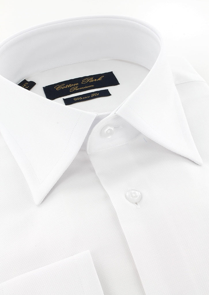 Chemise classique natté blanc non iron col français