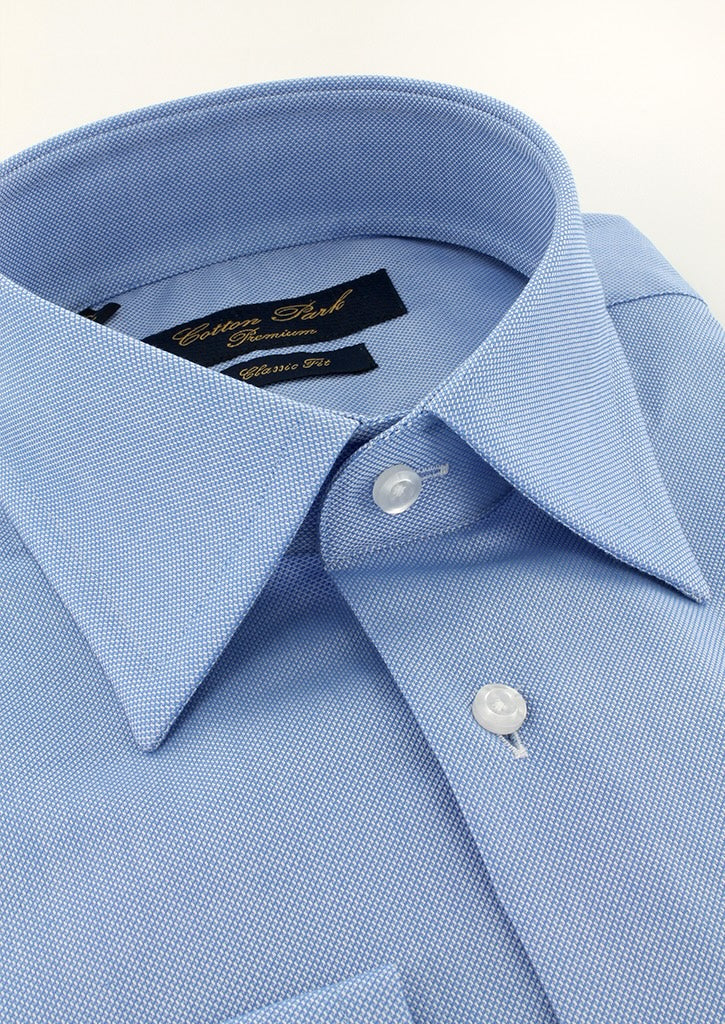 Chemise classique natté bleu ciel non iron col français
