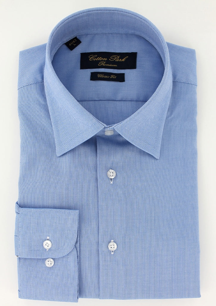 Chemise classique natté bleu ciel non iron col français