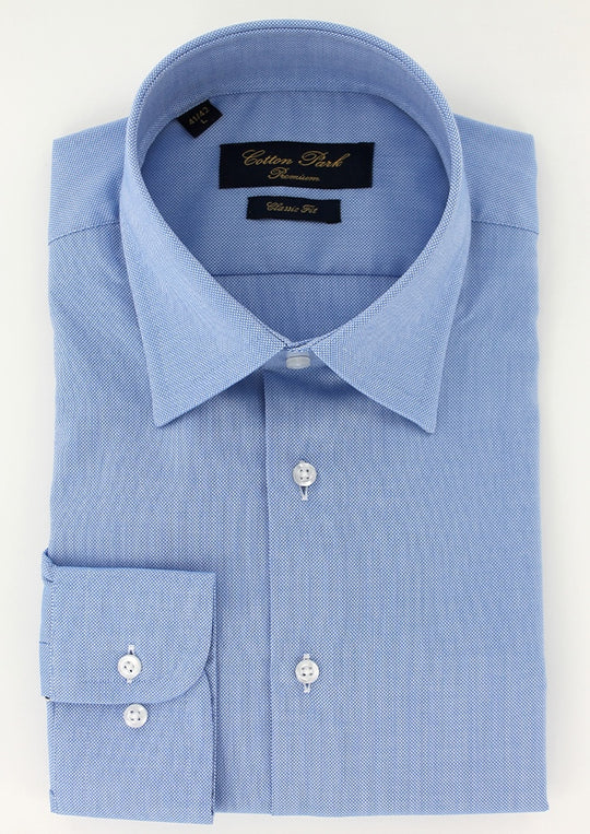 Chemise classique natté bleu ciel non iron col français