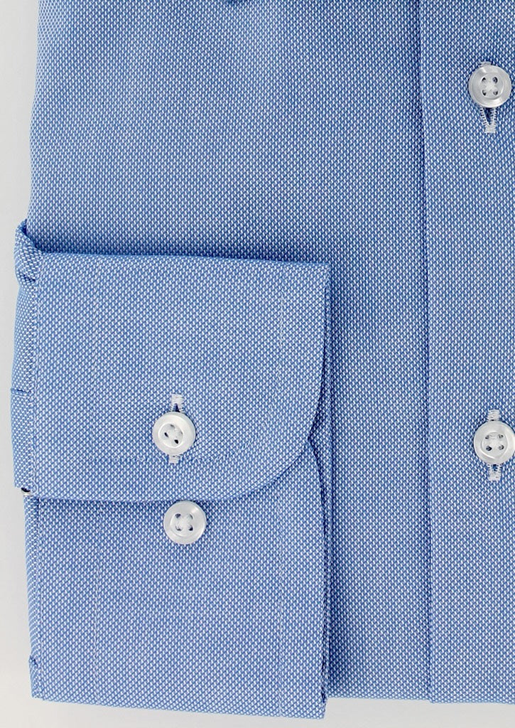 Chemise classique natté bleu ciel non iron col français