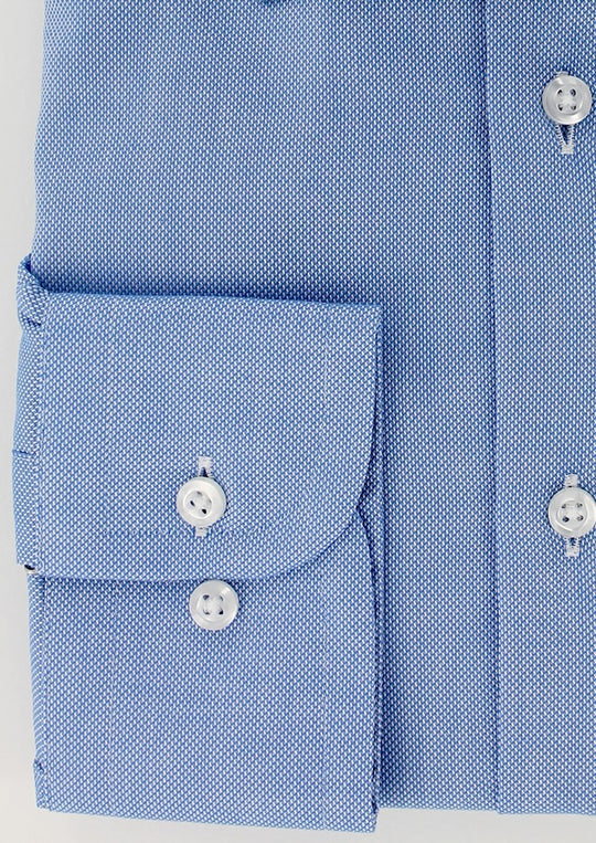 Chemise classique natté bleu ciel non iron col français