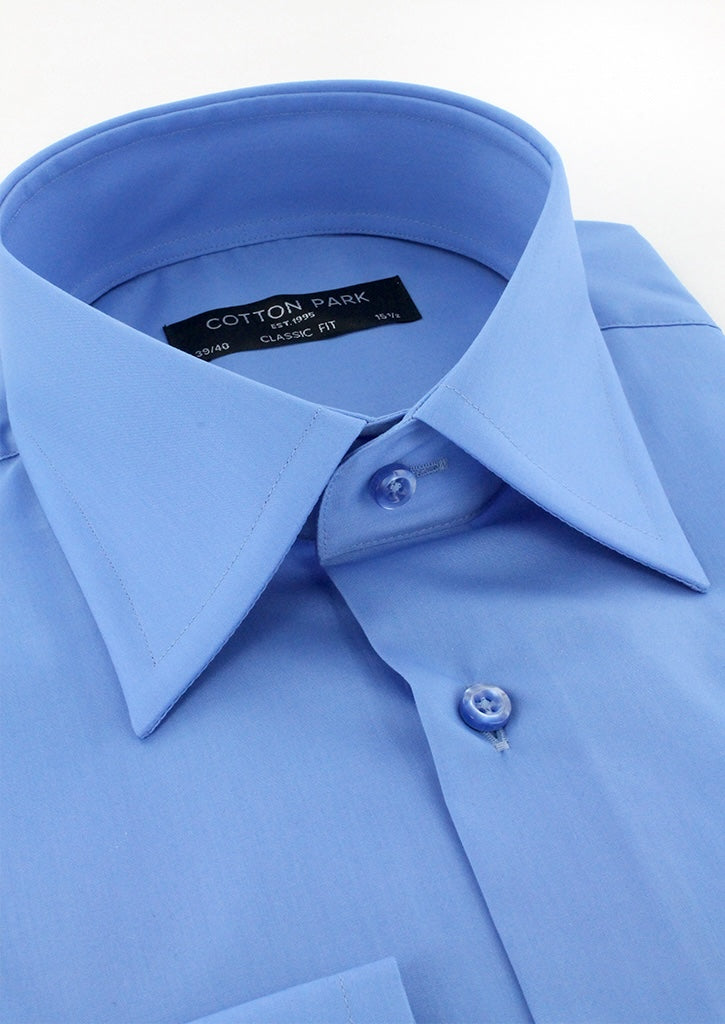 Chemise classique popeline bleu lavande col français