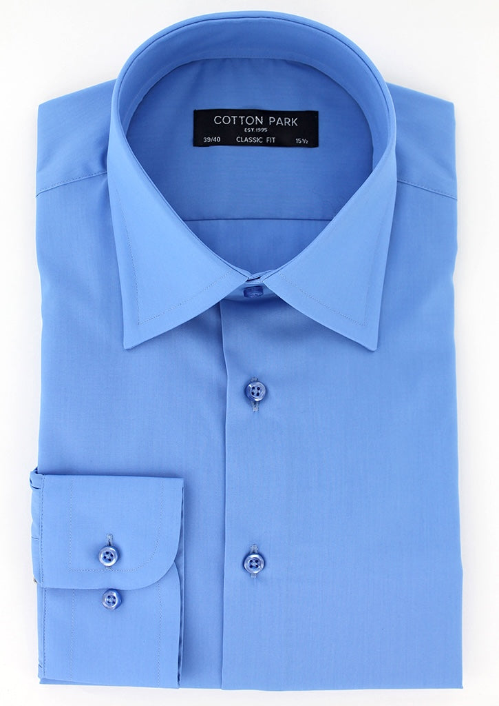 Chemise classique popeline bleu lavande col français