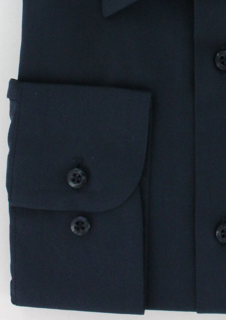 Chemise classique popeline de coton bleu marine col français