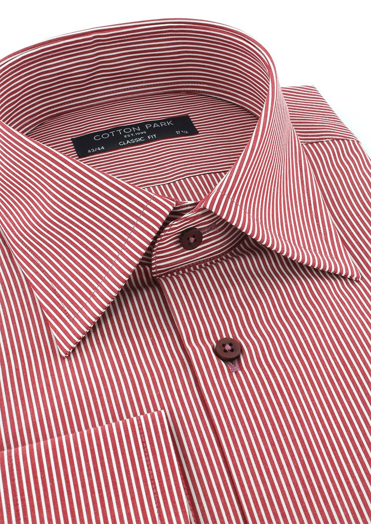 Chemise classique bordeaux à rayures col français