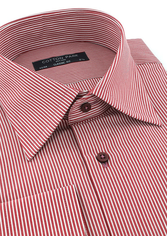 Chemise classique bordeaux à rayures col français