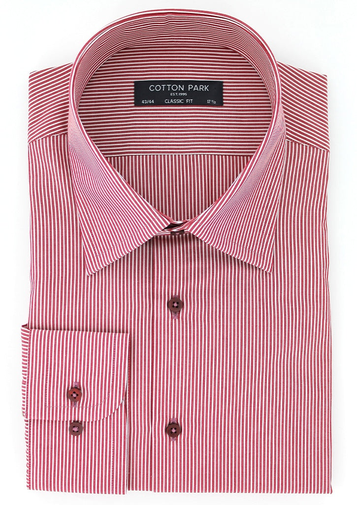 Chemise classique bordeaux à rayures col français
