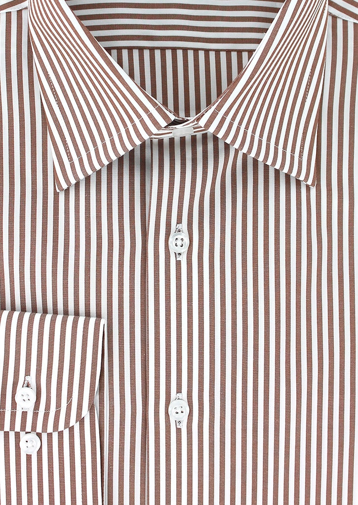 Chemise classique à rayures bâtons marron | Cotton Park
