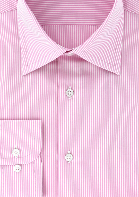 Chemise classique rose à rayures col français