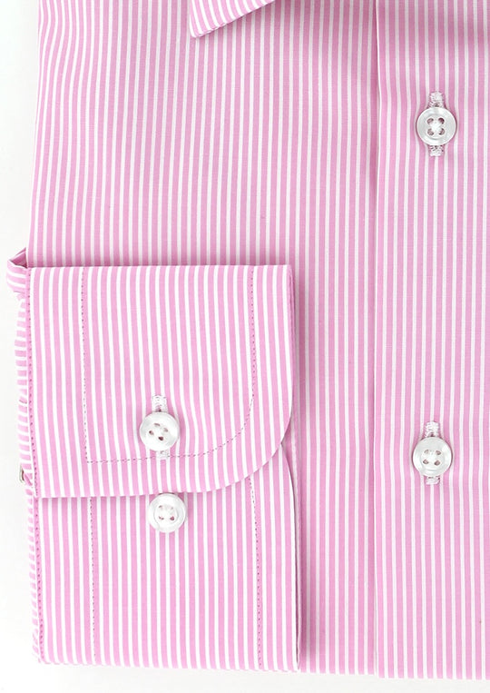 Chemise classique rose à rayures col français