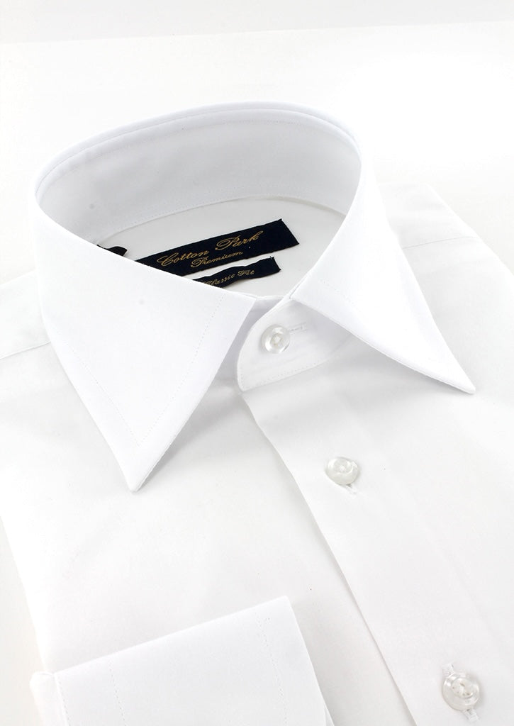 Chemise classique twill blanc col français