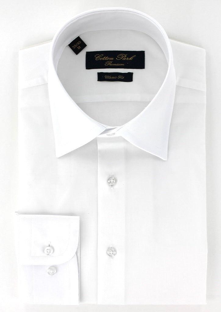 Chemise classique twill blanc col français