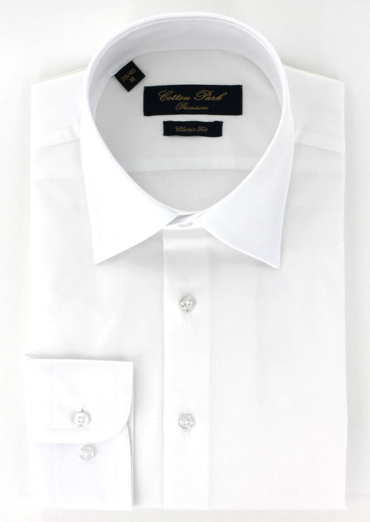 Chemise classique twill blanc col français