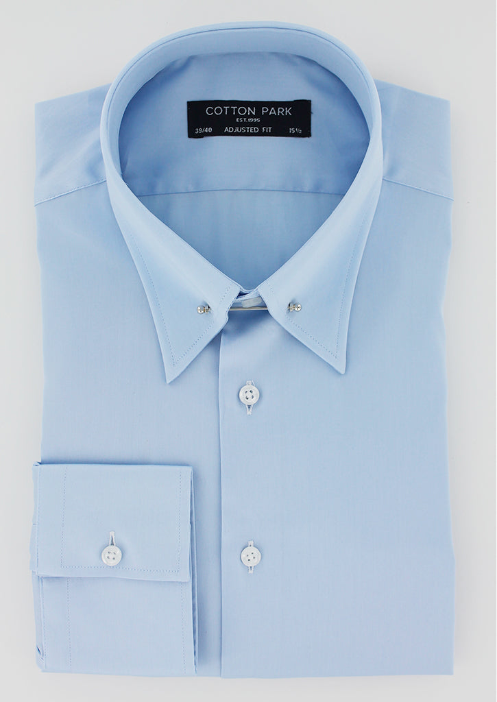 Sky blue fitted shirt with English collar 