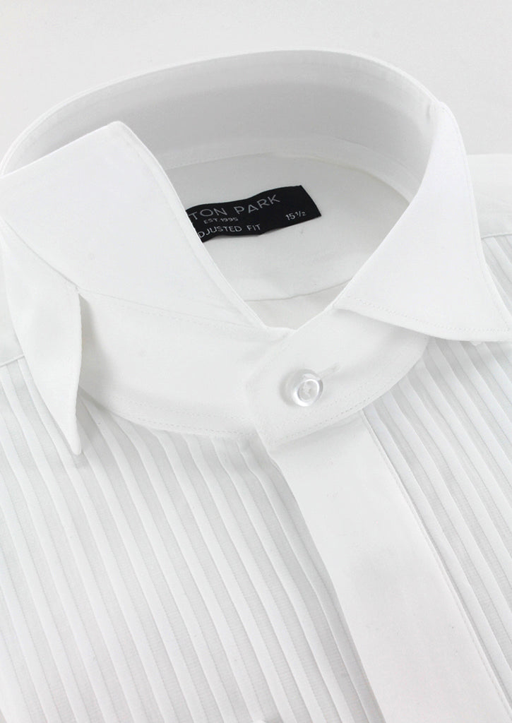 Chemise blanche col cassé plastron plissé