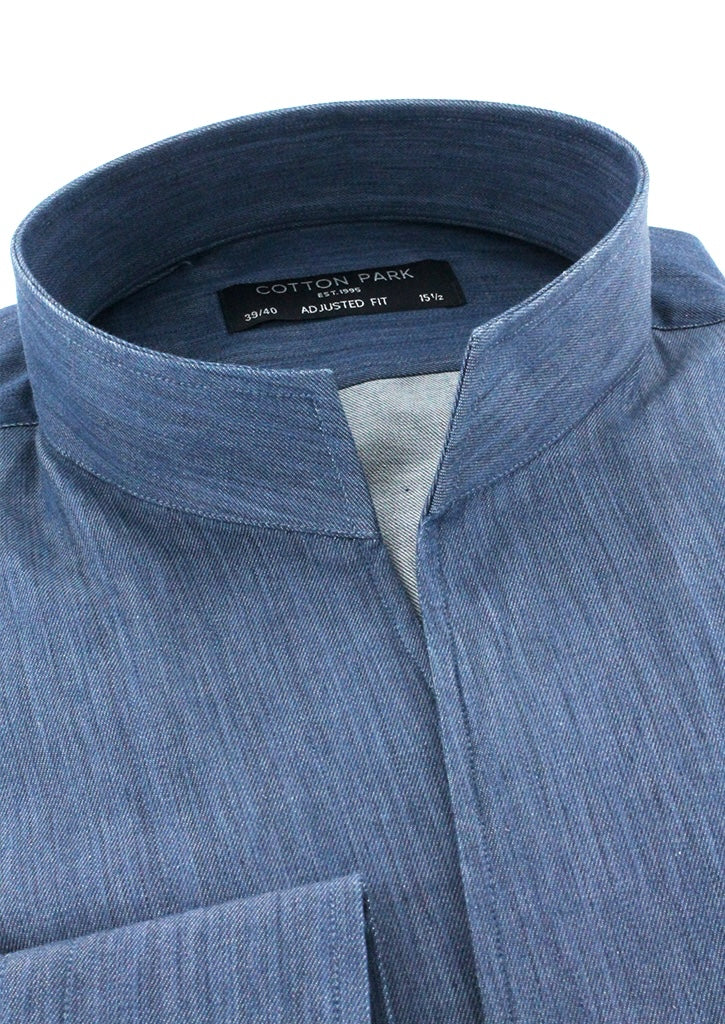 Chemise col indien en denim Cotton Park