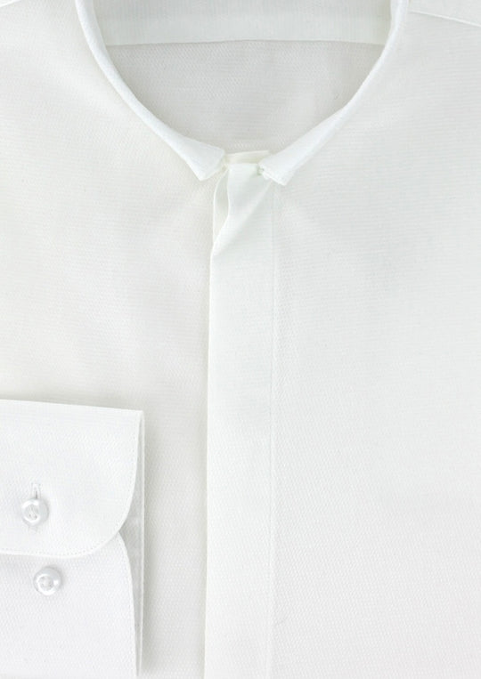 Chemise col inversé en piqué de coton blanc