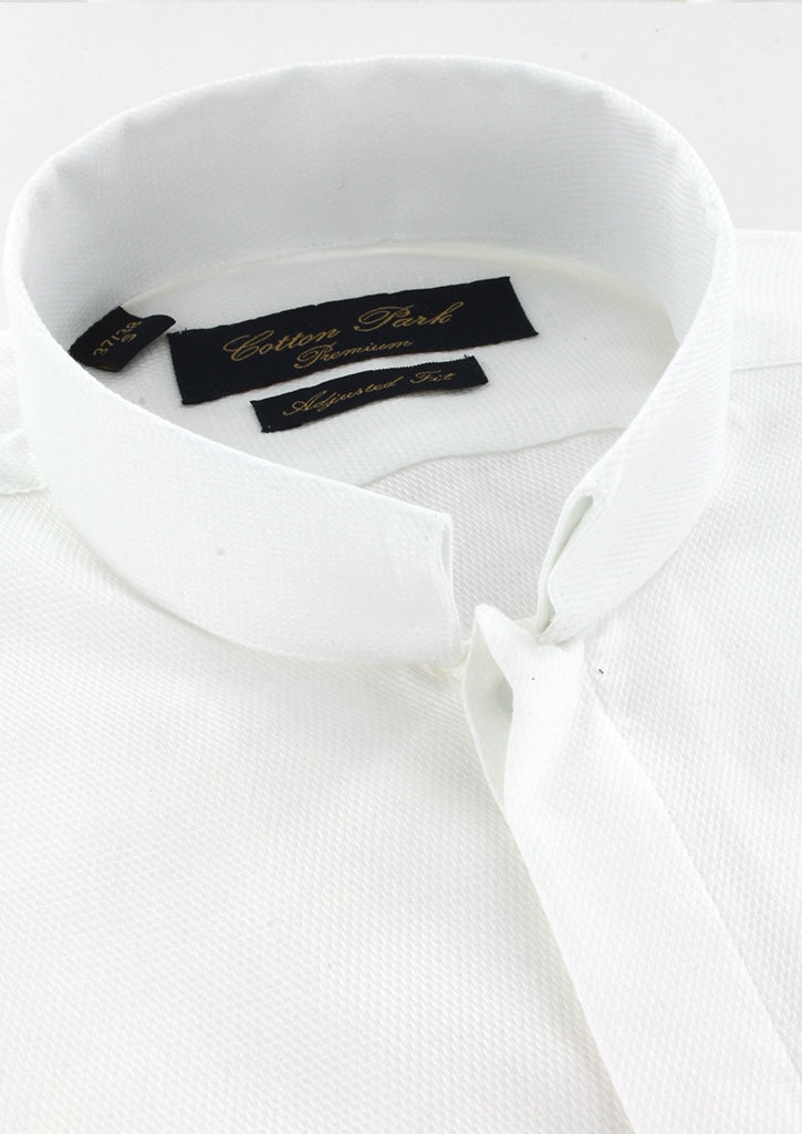 Chemise col inversé en piqué de coton blanc