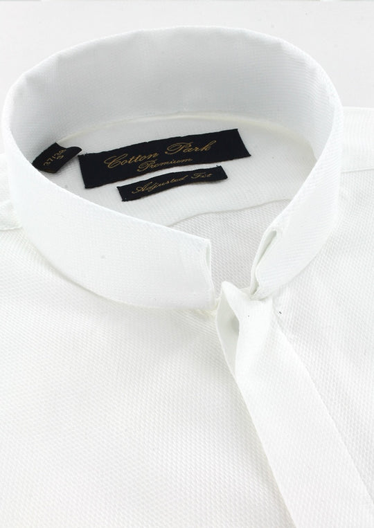 Chemise col inversé en piqué de coton blanc