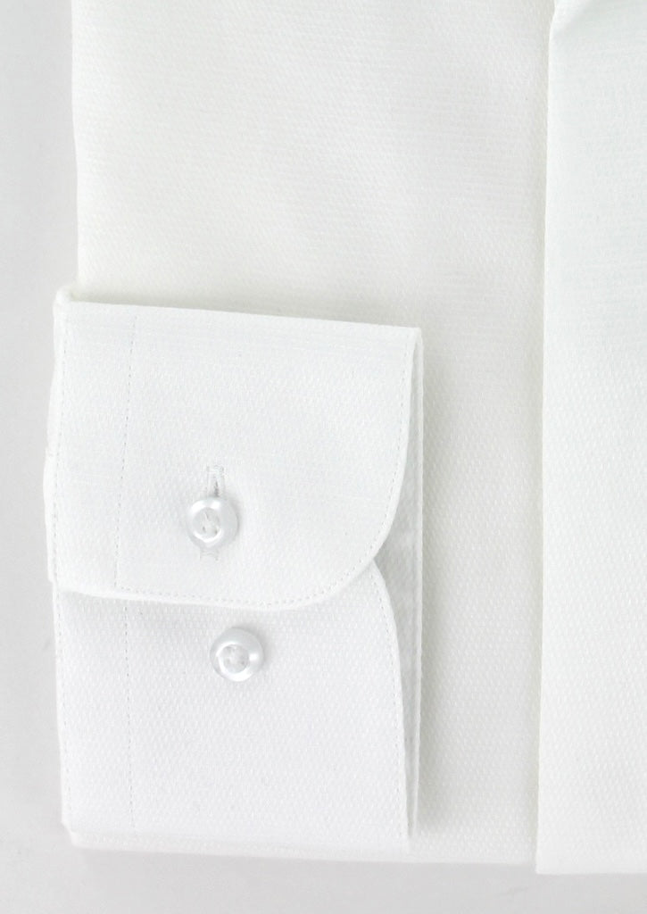 Chemise col inversé en piqué de coton blanc