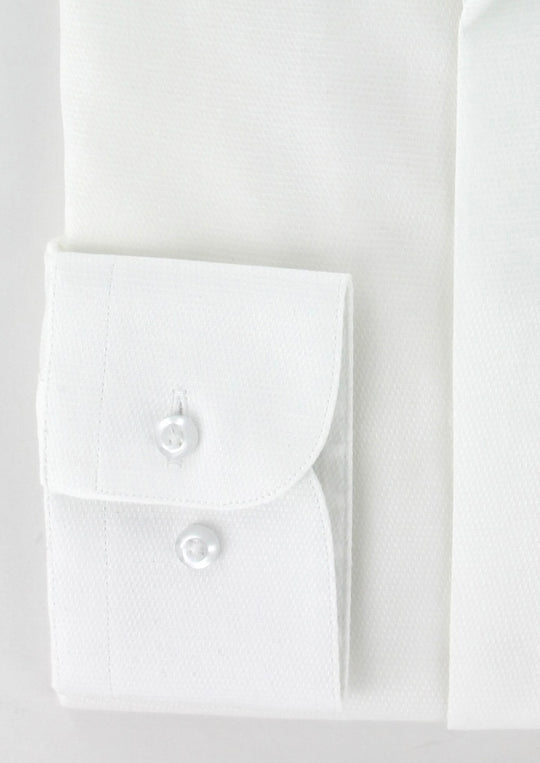 Chemise col inversé en piqué de coton blanc