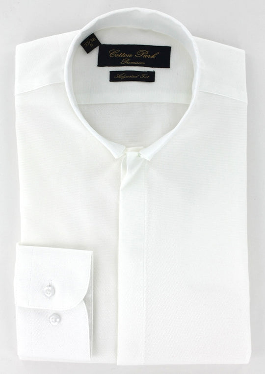 Chemise col inversé en piqué de coton blanc