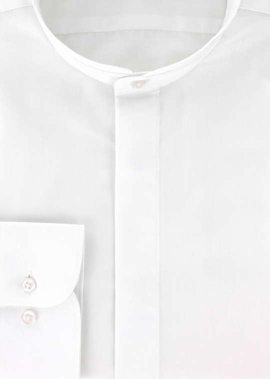 Chemise cintrée col Mao blanche | Cotton Park