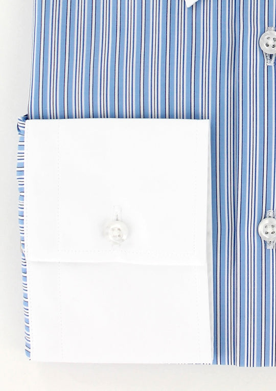 Chemise col anglais rayures bleu ciel