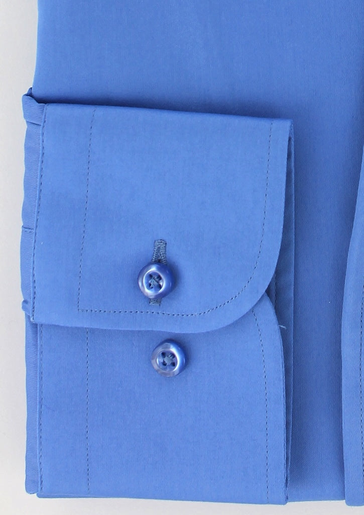 Chemise col indien en satin de coton bleu lavande