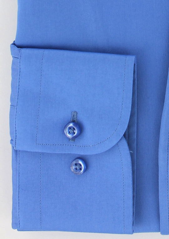 Chemise col indien en satin de coton bleu lavande