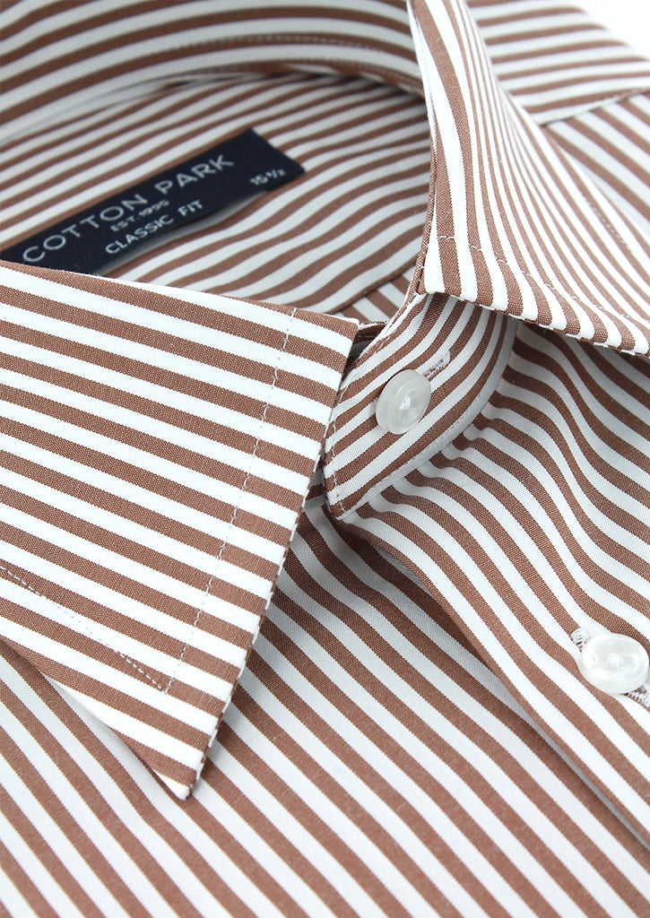 Brown Stick Stripe Classic Shirt | Cotton Park Brown Stick Stripe Classic Shirt | Cotton Park