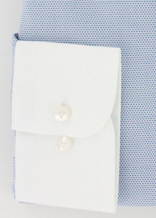 Chemise double retors bleu ciel col blanc | Cotton Park