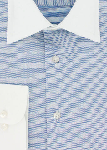 Chemise double retors bleu ciel col blanc | Cotton Park
