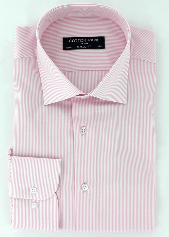 Chemise élégante pour homme en coupe classique à fines rayures roses | Cotton Park
