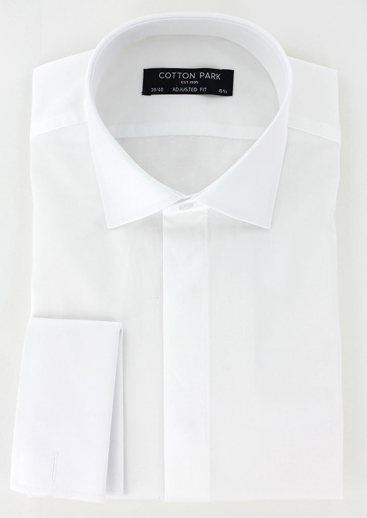 Chemise cintrée blanche gorge cachée poignets mousquetaires