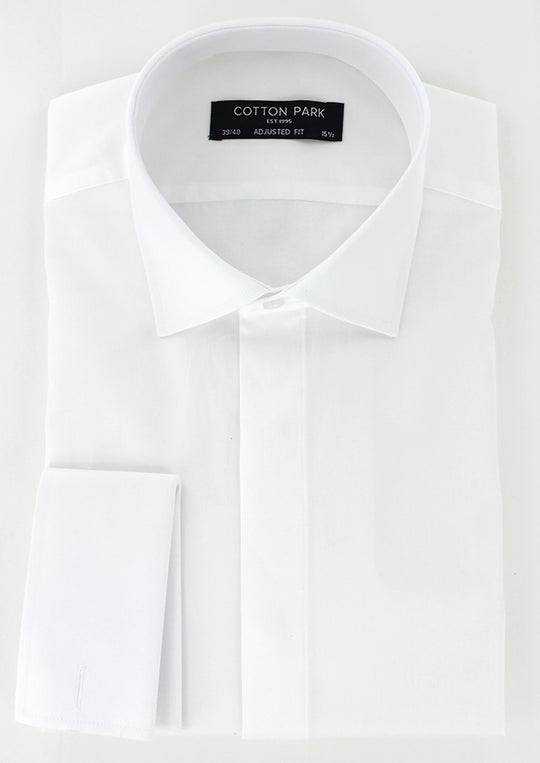 Chemise cintrée blanche gorge cachée poignets mousquetaires