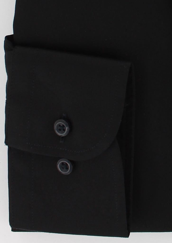 Black fitted shirt with hidden throat